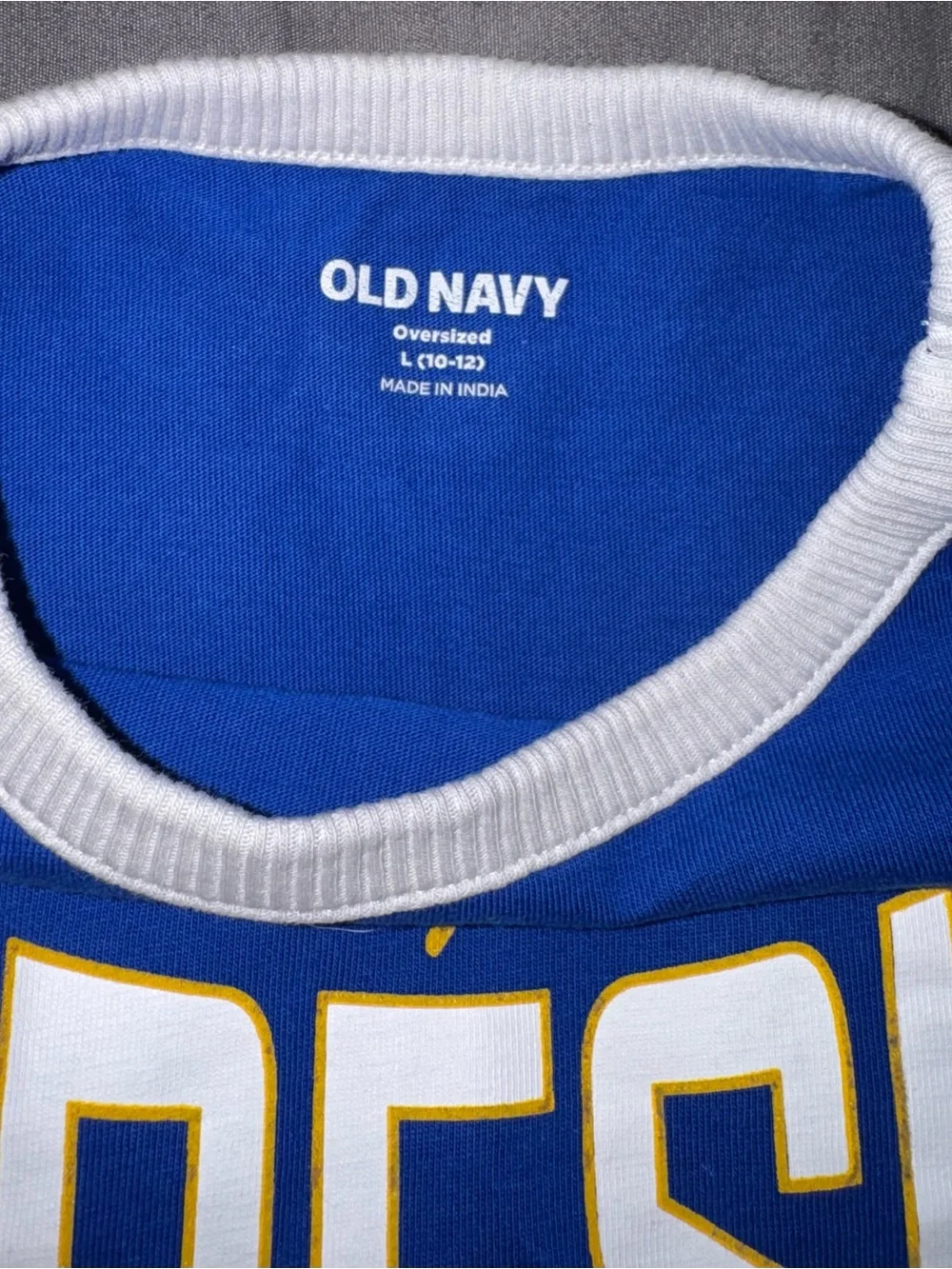 Old Navy Boys Oversized Ringer Graphic Basketball T-Shirt; Blue; Size L